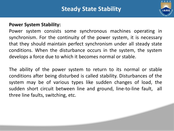 steady state stability