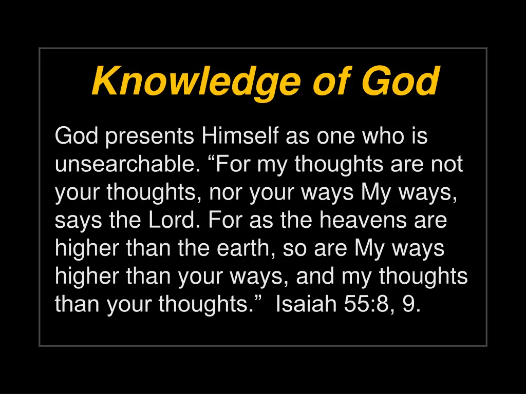 knowledge of god 1