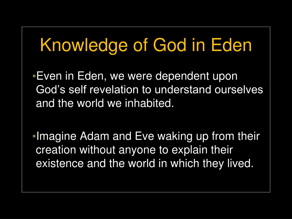 knowledge of god in eden