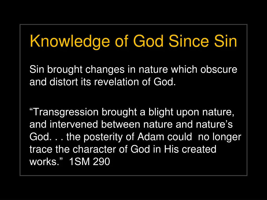 knowledge of god since sin