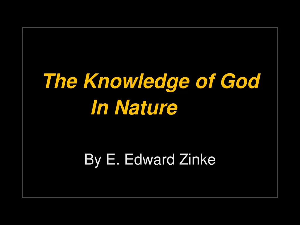 the knowledge of god in nature