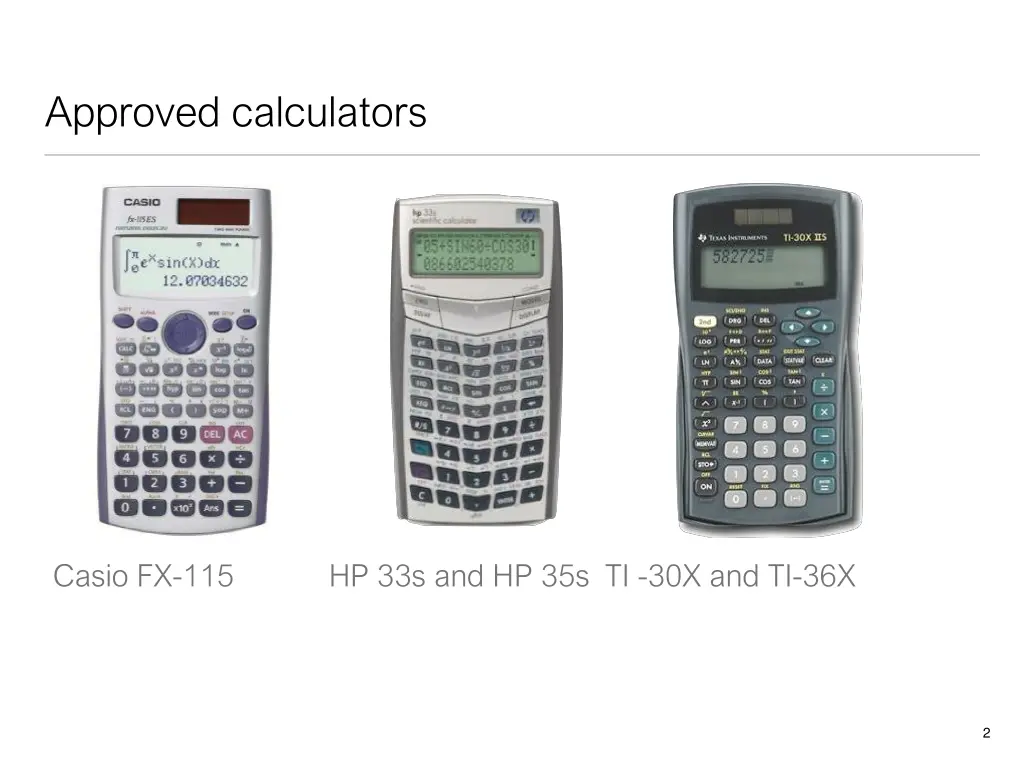 approved calculators