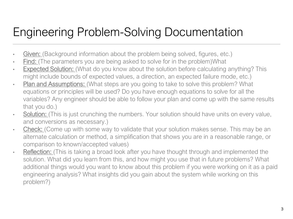 engineering problem solving documentation