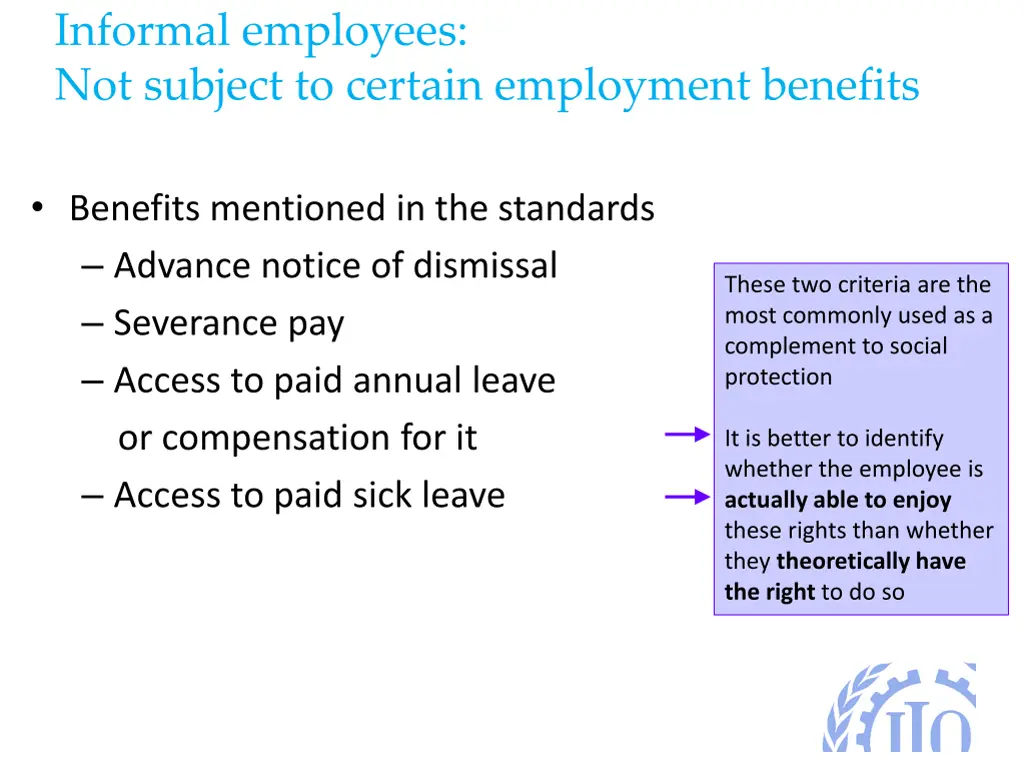 informal employees not subject to certain