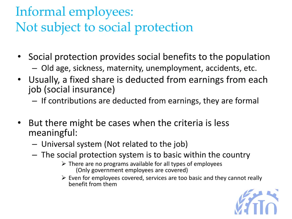 informal employees not subject to social