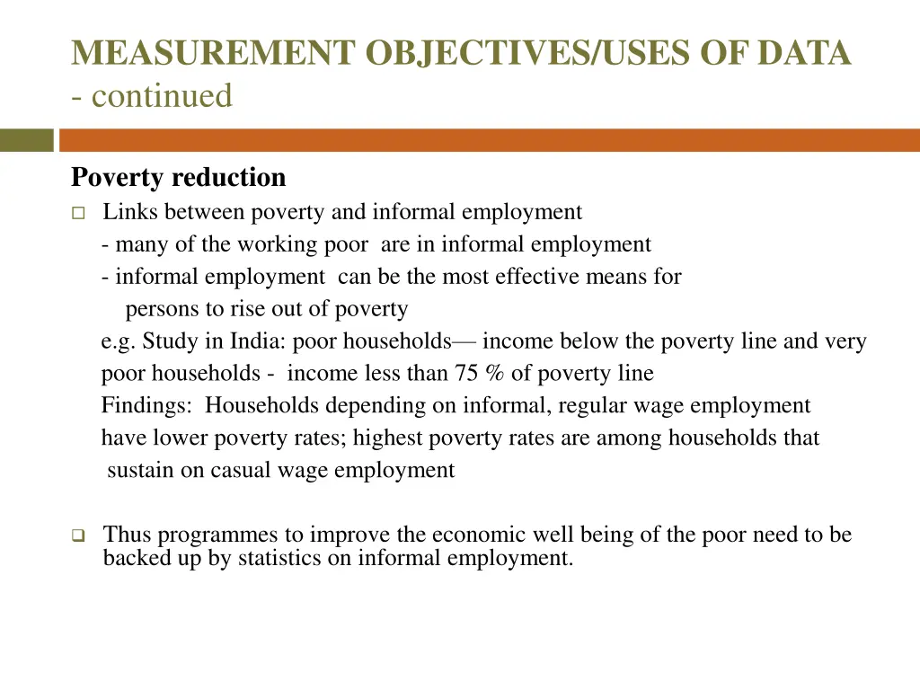 measurement objectives uses of data continued