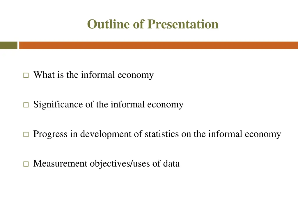 outline of presentation