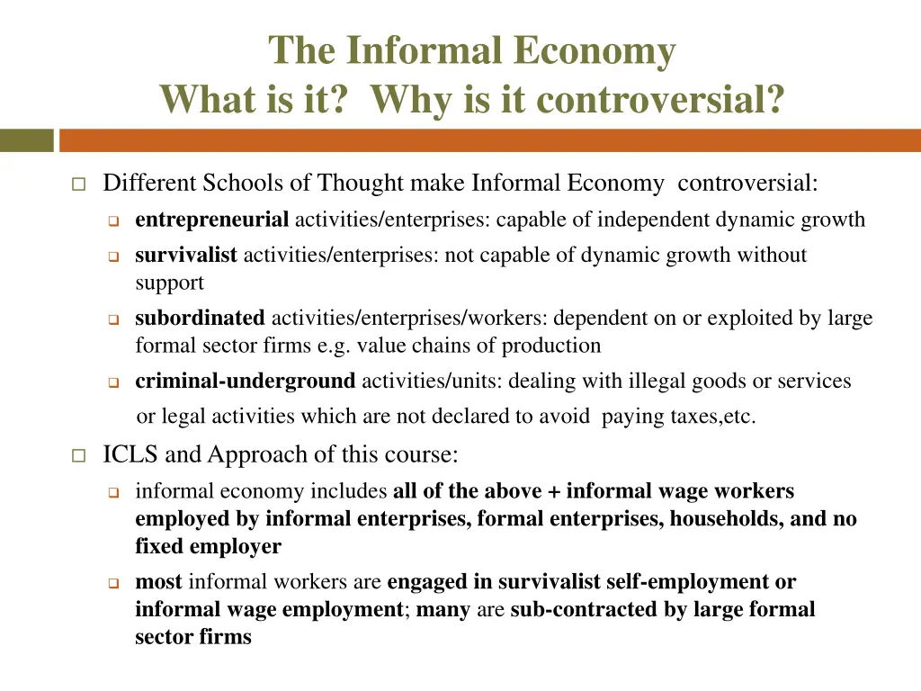 the informal economy what