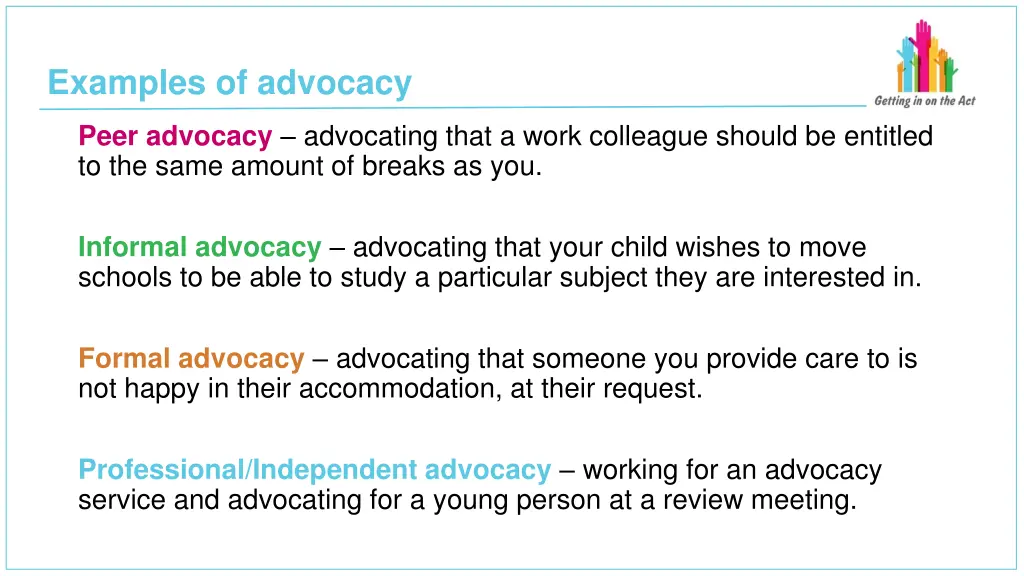 examples of advocacy