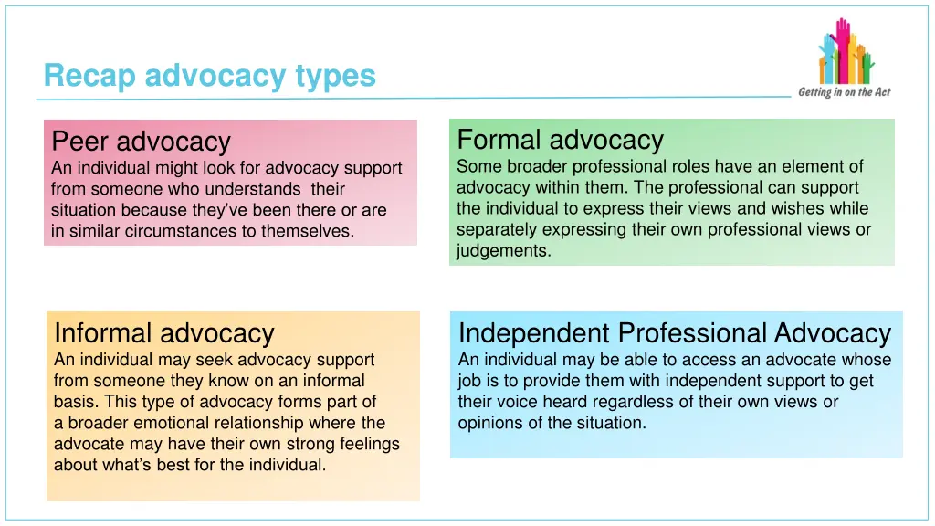 recap advocacy types