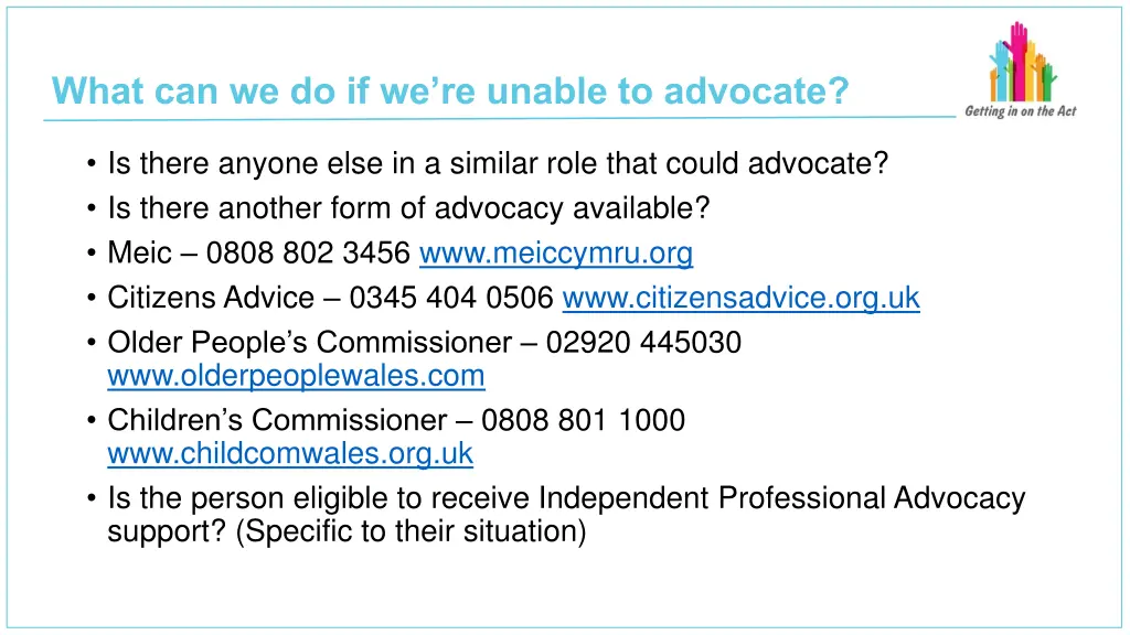 what can we do if we re unable to advocate