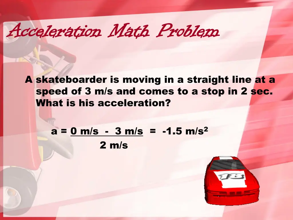 acceleration math problem acceleration math 2