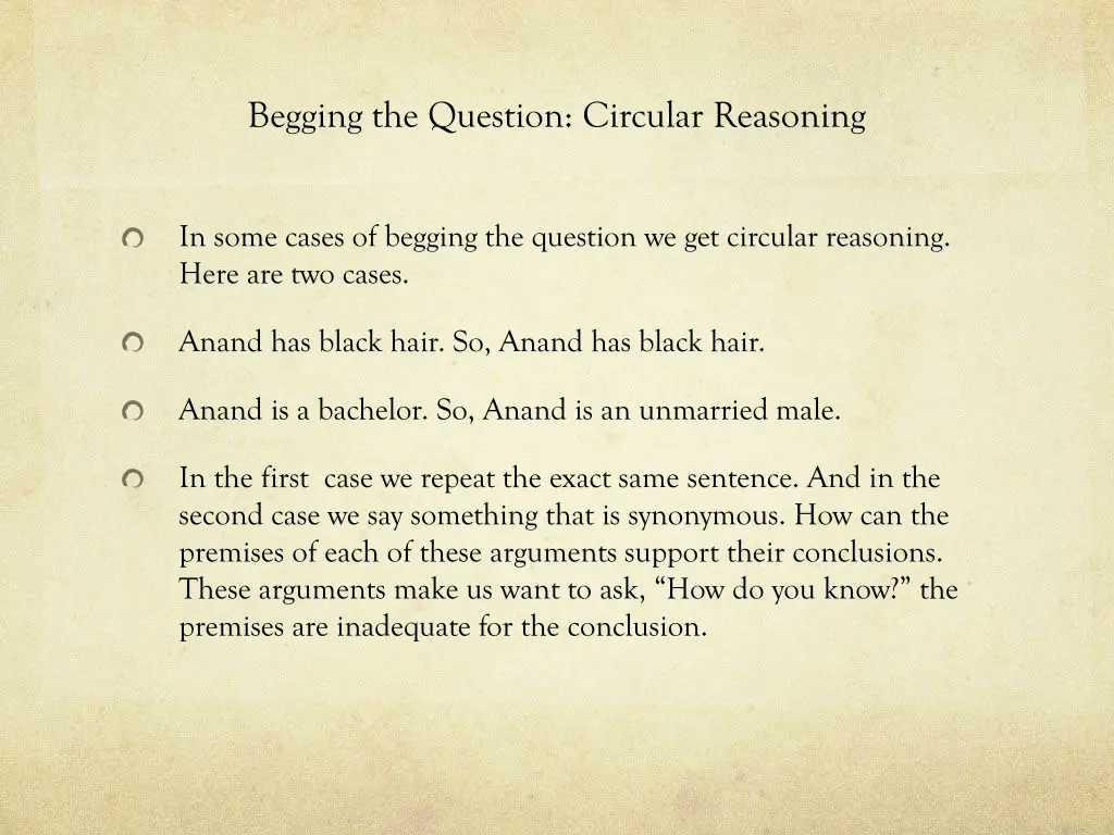 begging the question circular reasoning