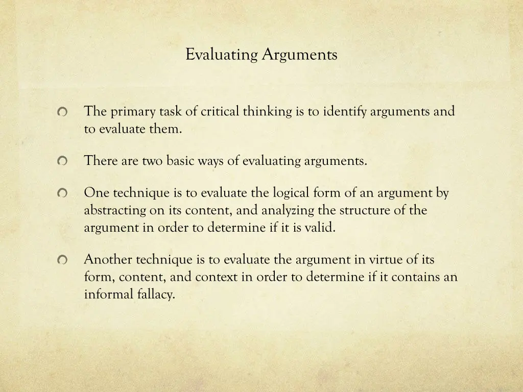 evaluating arguments