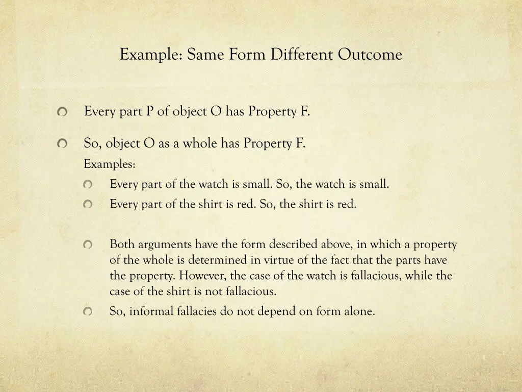 example same form different outcome