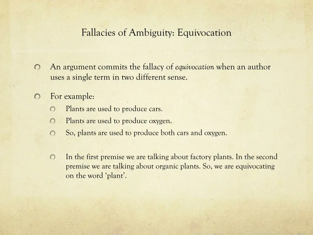 fallacies of ambiguity equivocation