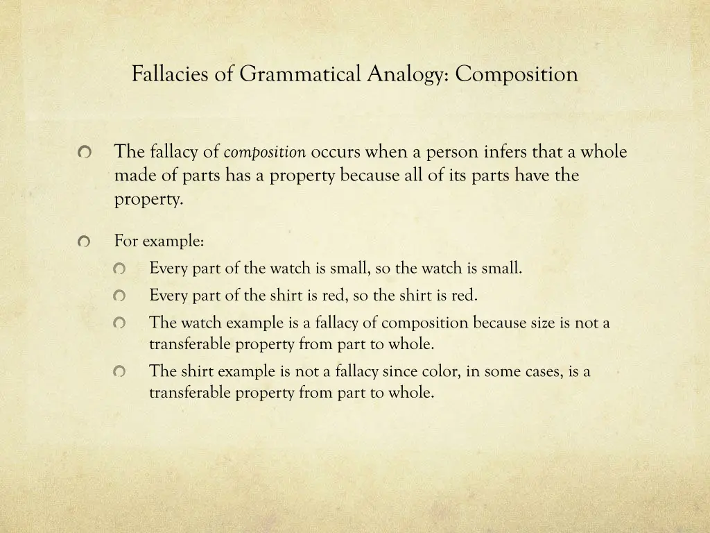 fallacies of grammatical analogy composition