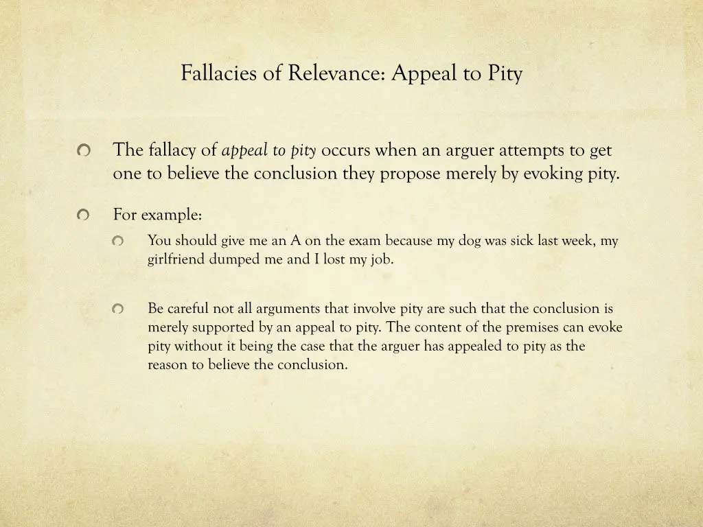 fallacies of relevance appeal to pity