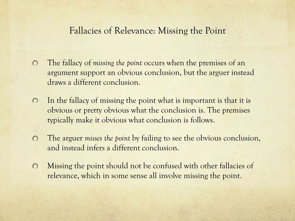 fallacies of relevance missing the point