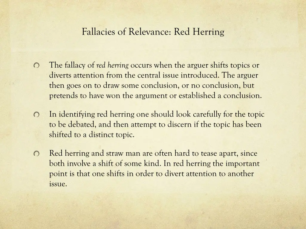 fallacies of relevance red herring