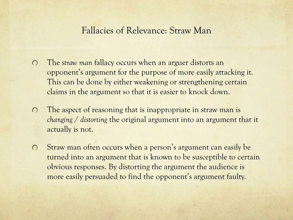 fallacies of relevance straw man