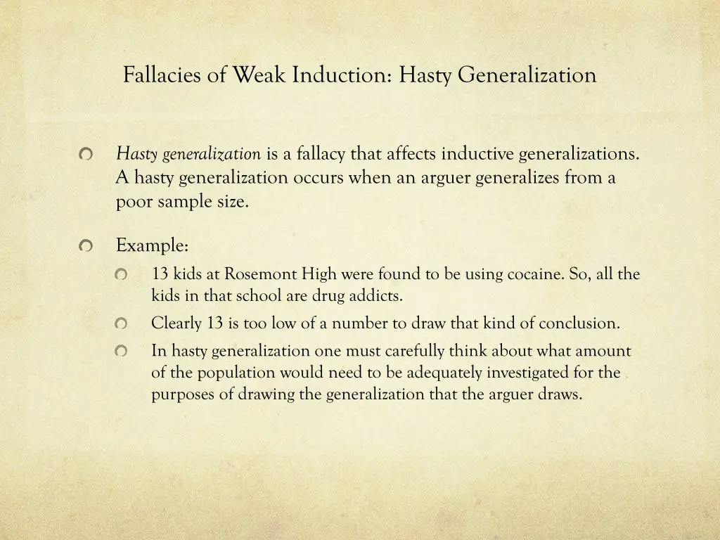 fallacies of weak induction hasty generalization