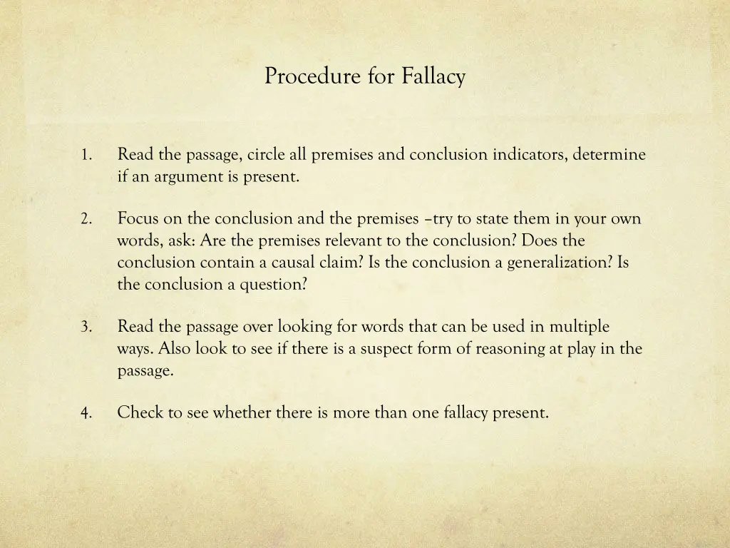 procedure for fallacy