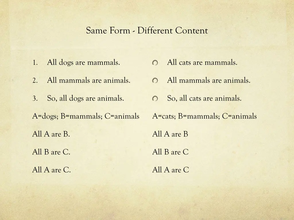 same form different content