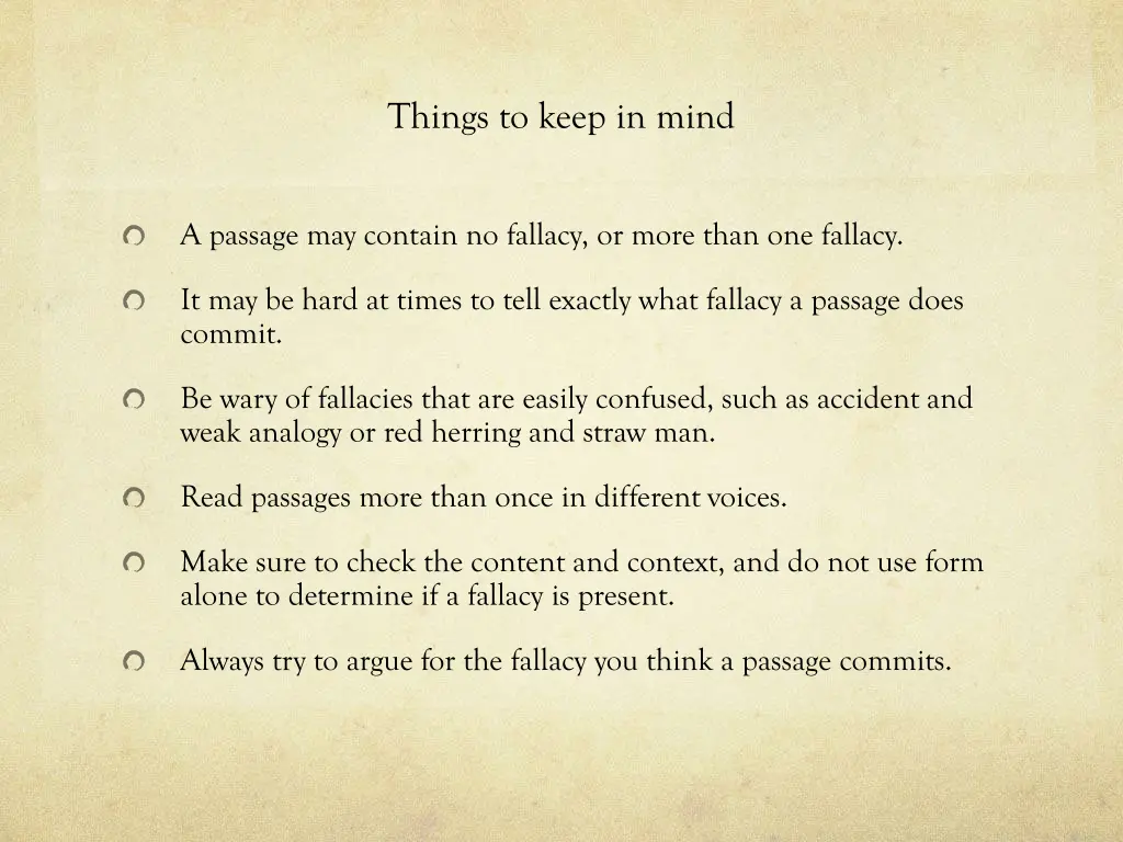 things to keep in mind