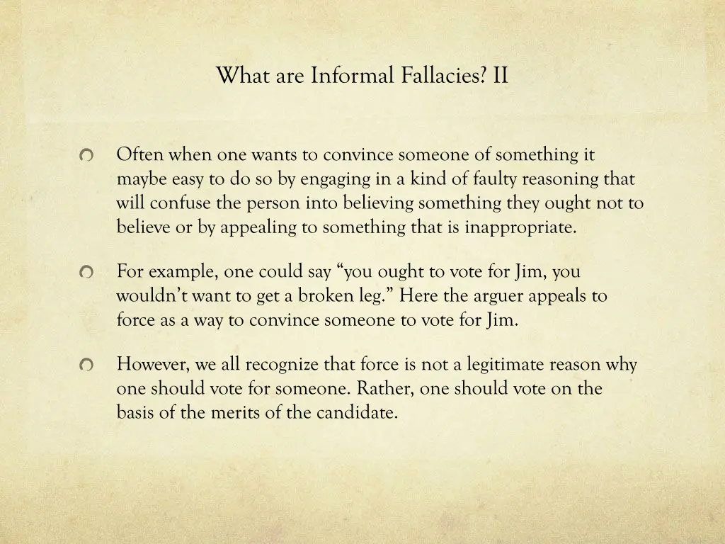 what are informal fallacies ii