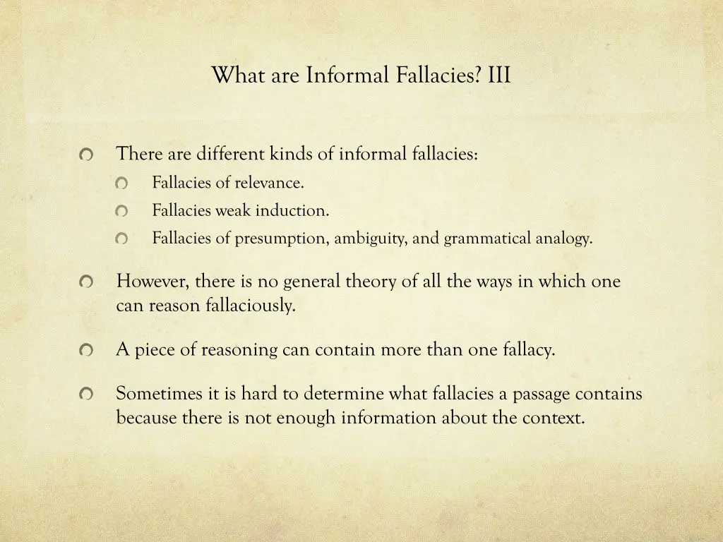 what are informal fallacies iii