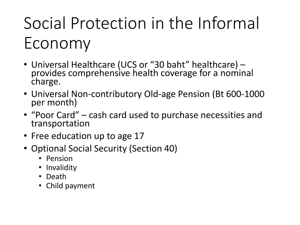 social protection in the informal economy