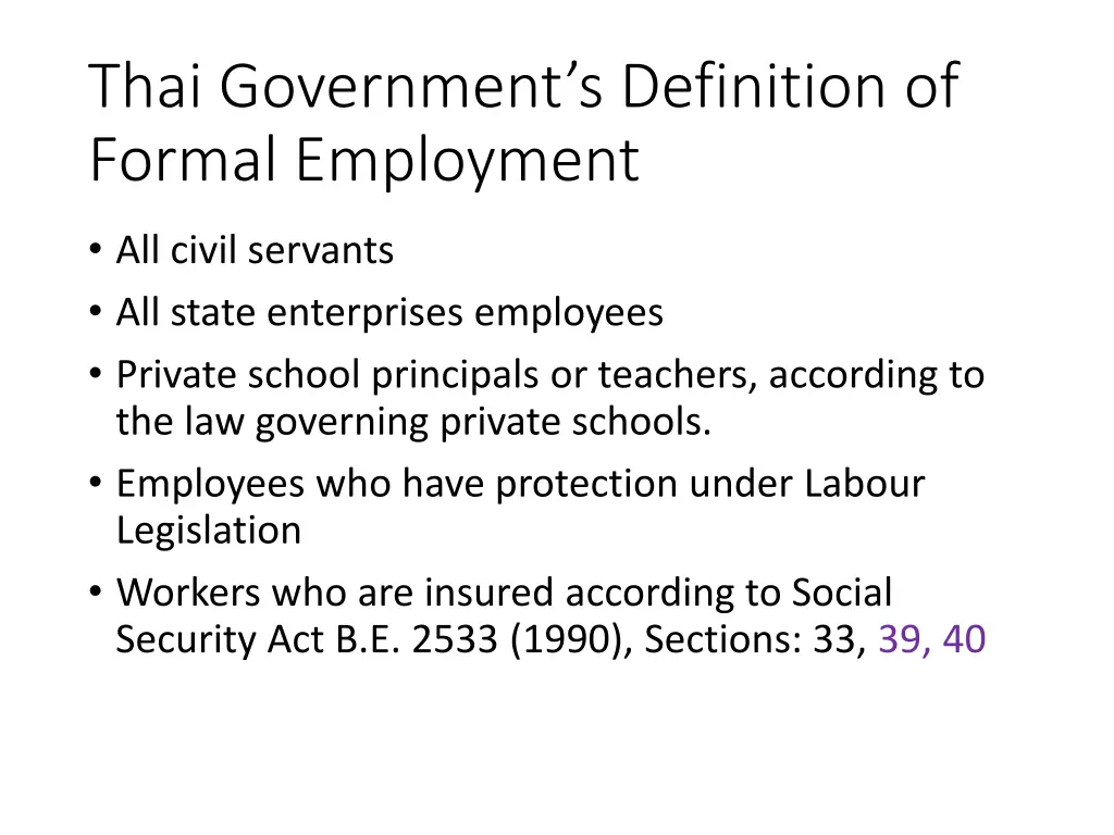 thai government s definition of formal employment