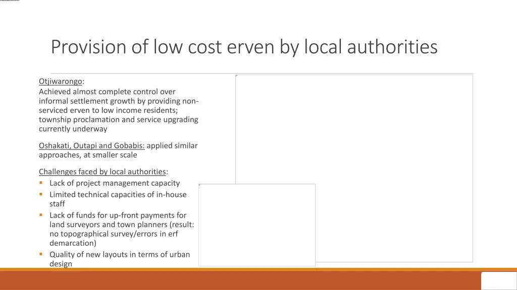 provision of low cost erven by local authorities