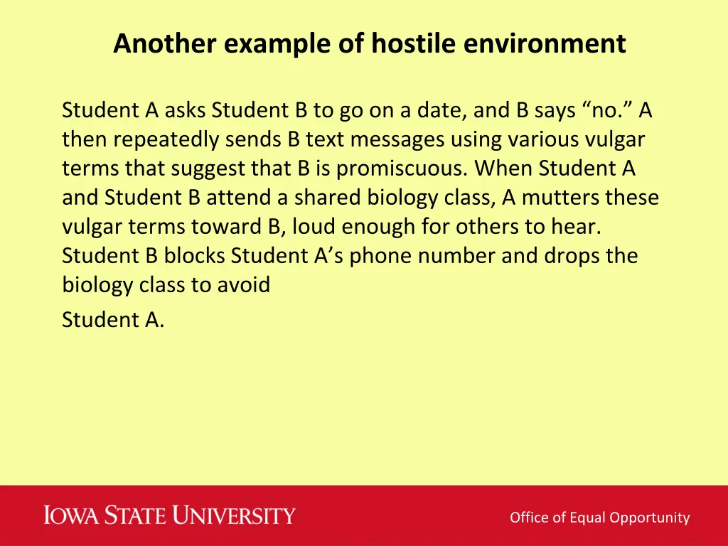 another example of hostile environment