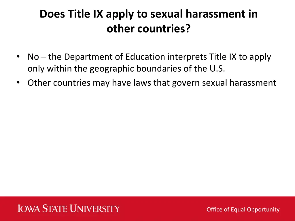 does title ix apply to sexual harassment in other