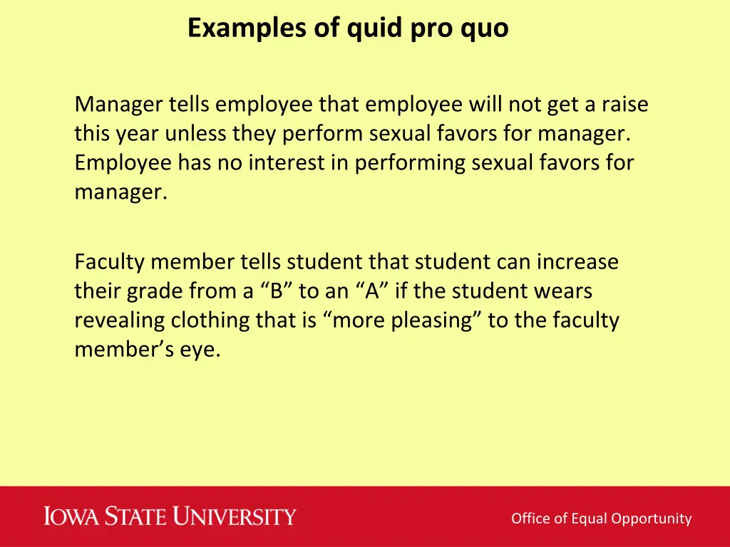 examples of quid pro quo