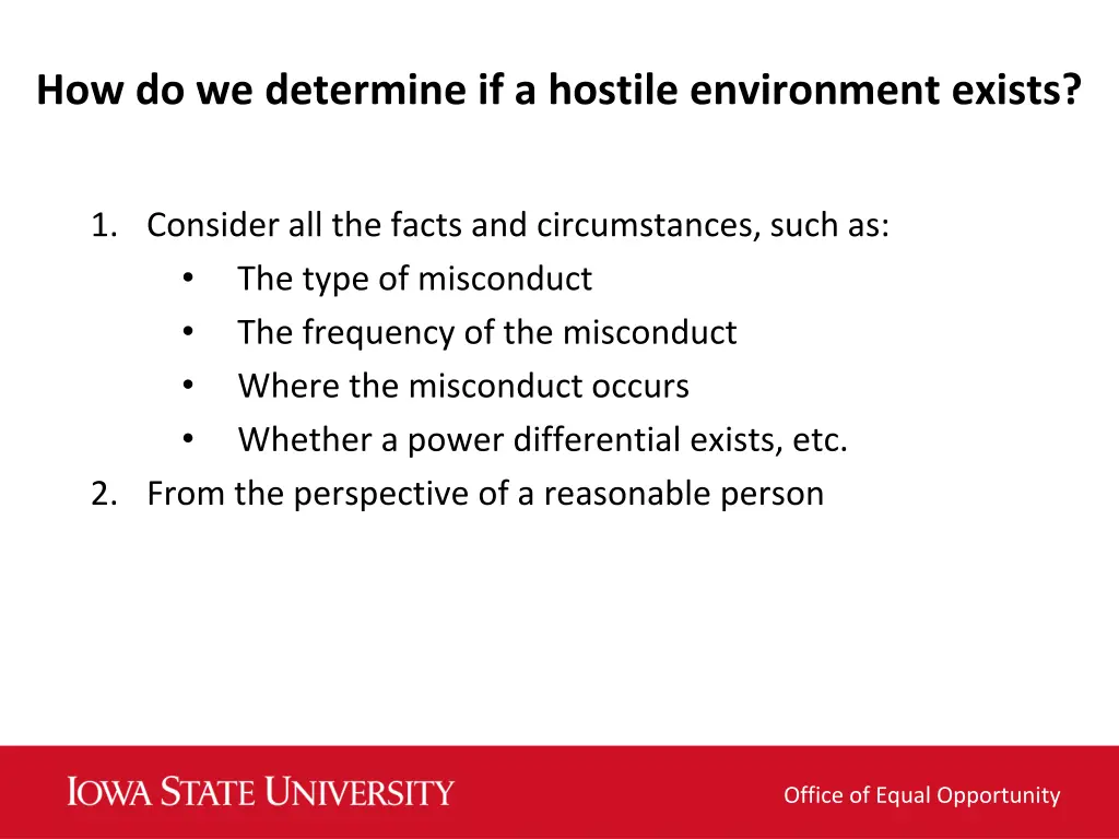 how do we determine if a hostile environment