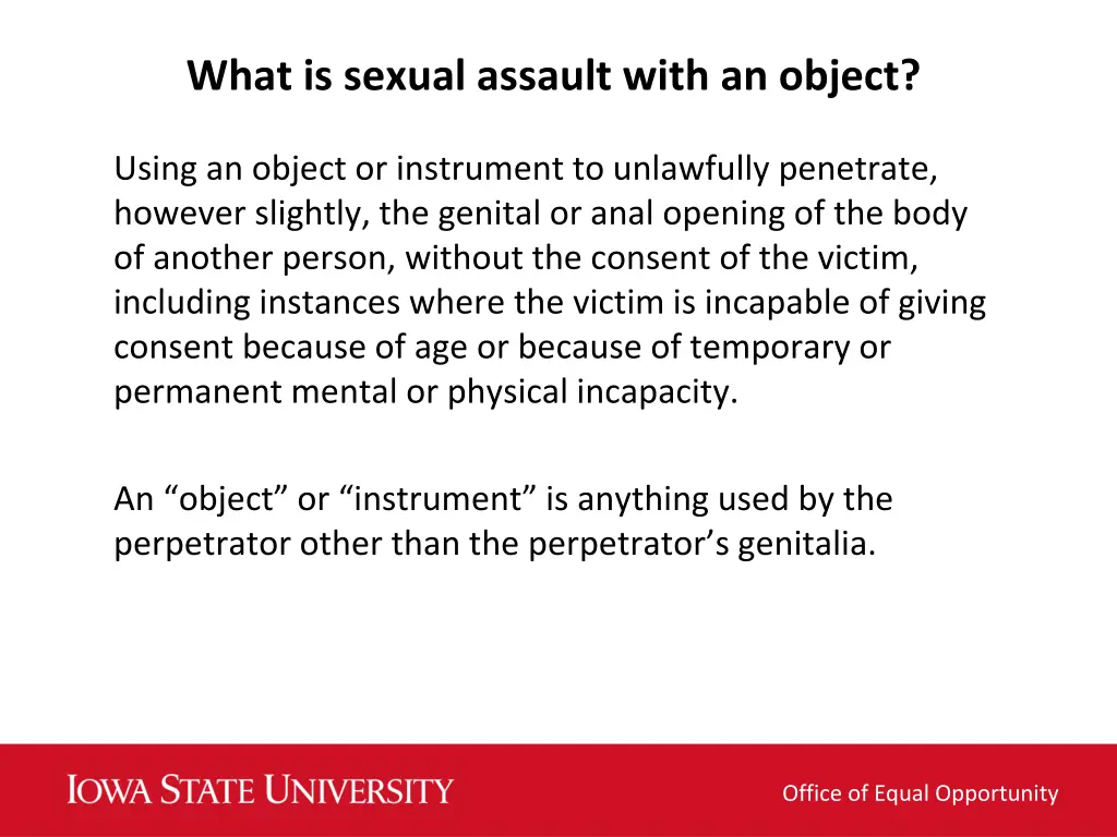 what is sexual assault with an object