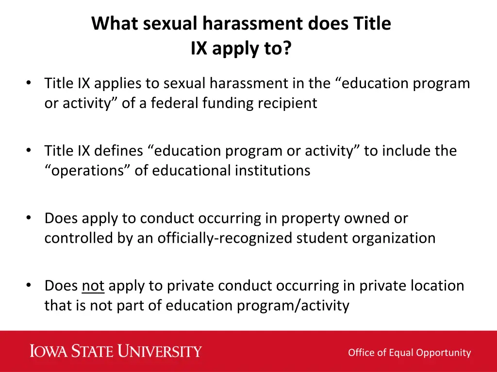 what sexual harassment does title ix apply to