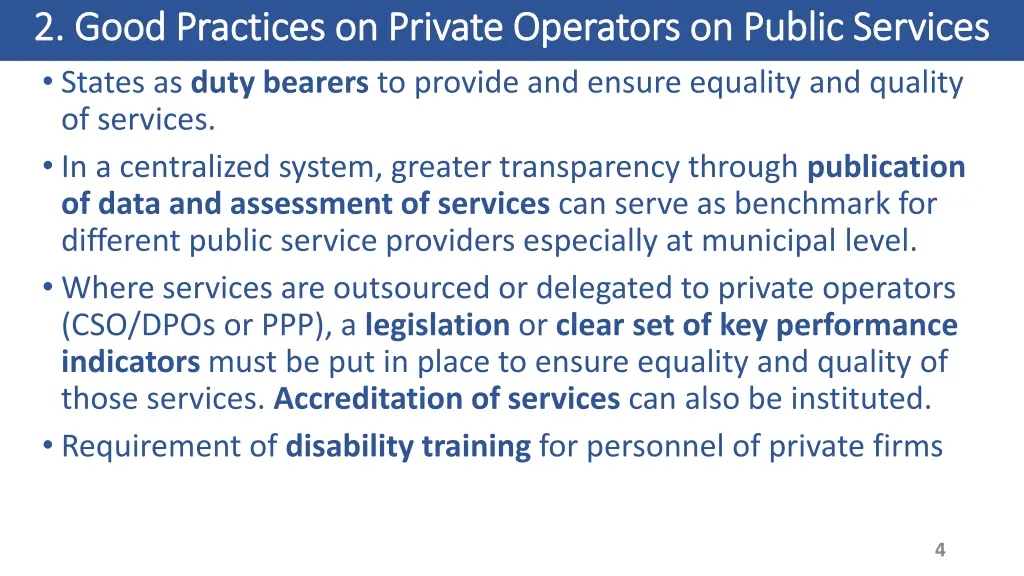 2 good practices on private operators on public