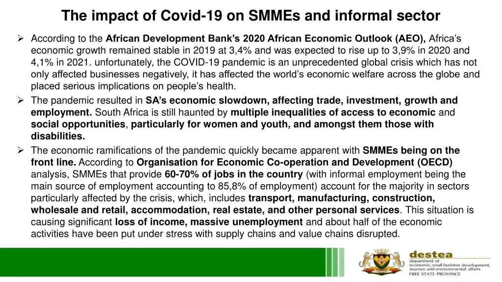 the impact of covid 19 on smmes and informal