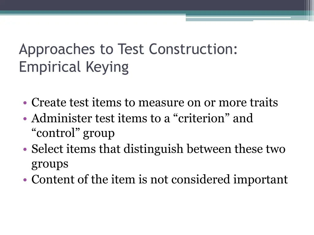 approaches to test construction empirical keying