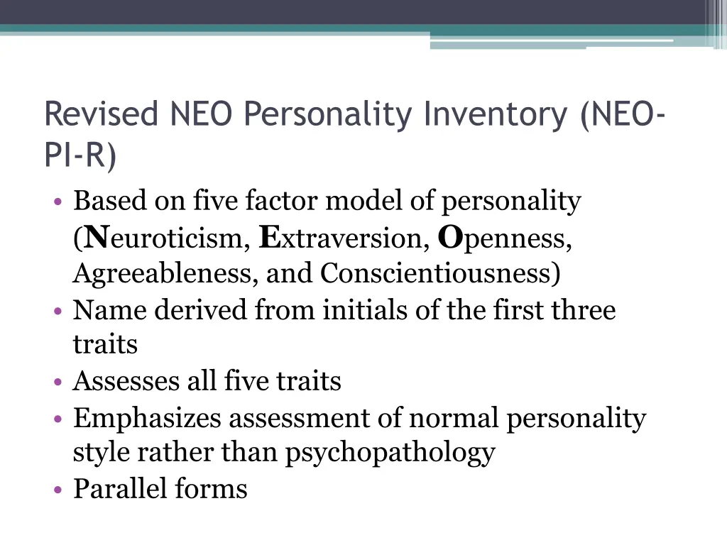 revised neo personality inventory neo pi r based