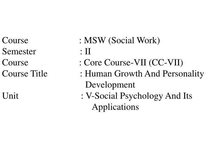 course msw social work semester ii course core