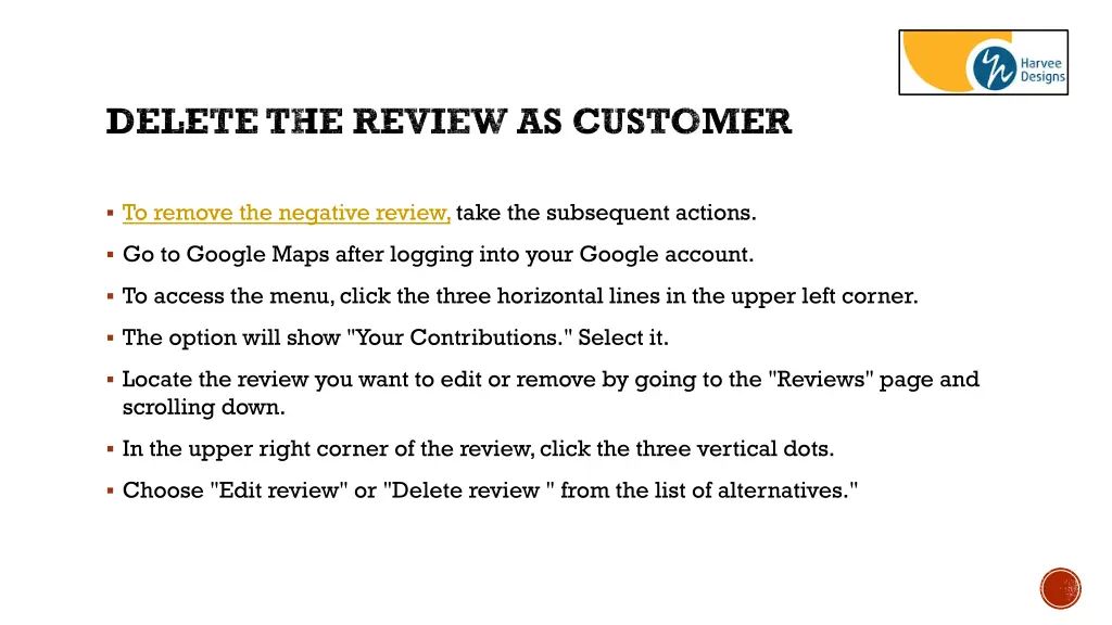 delete the review as customer