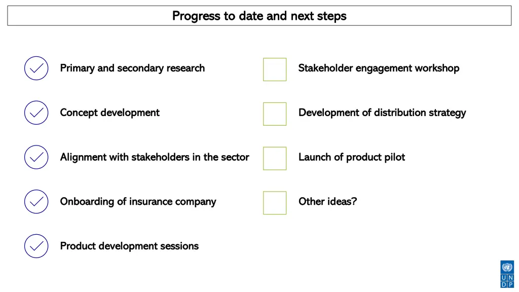 progress to date and next steps progress to date