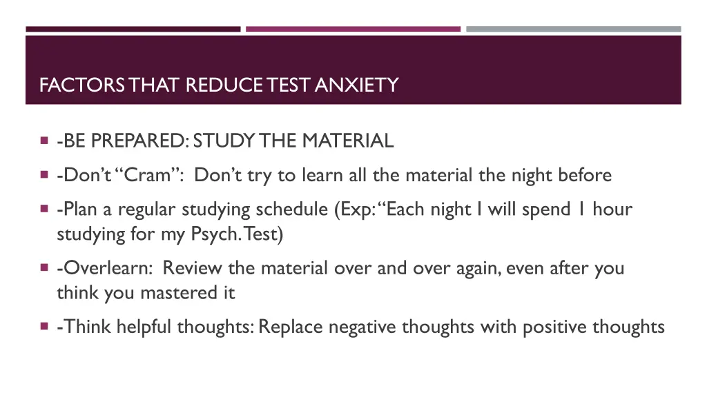 factors that reduce test anxiety