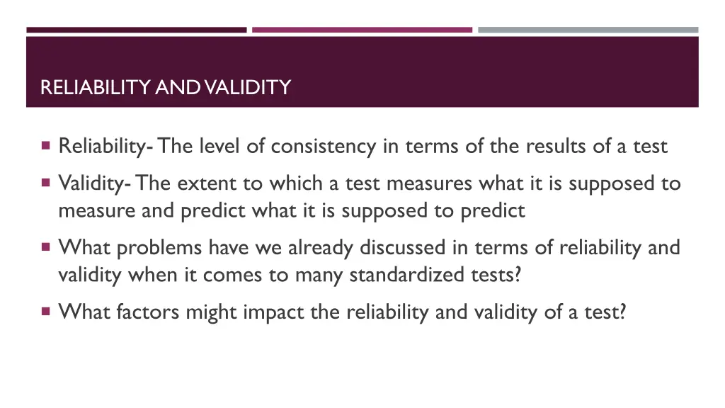 reliability and validity