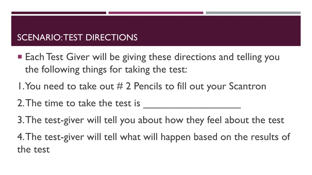 scenario test directions